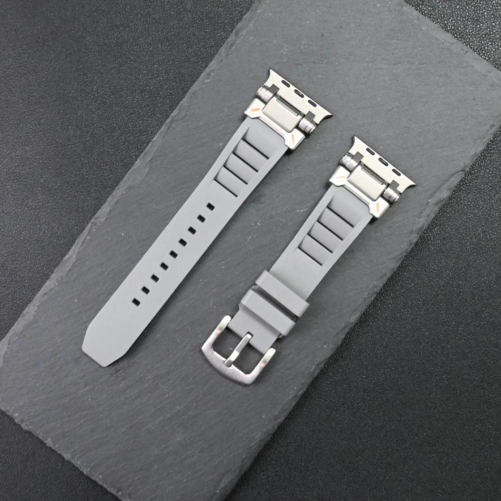 Rubber Band for Apple Watch Ultra 3 2 49mm Silicone Strap Luxury Sports Bracelet for Iwatch Series 11 10 9 8 7 6 5 Se 46mm 45 44