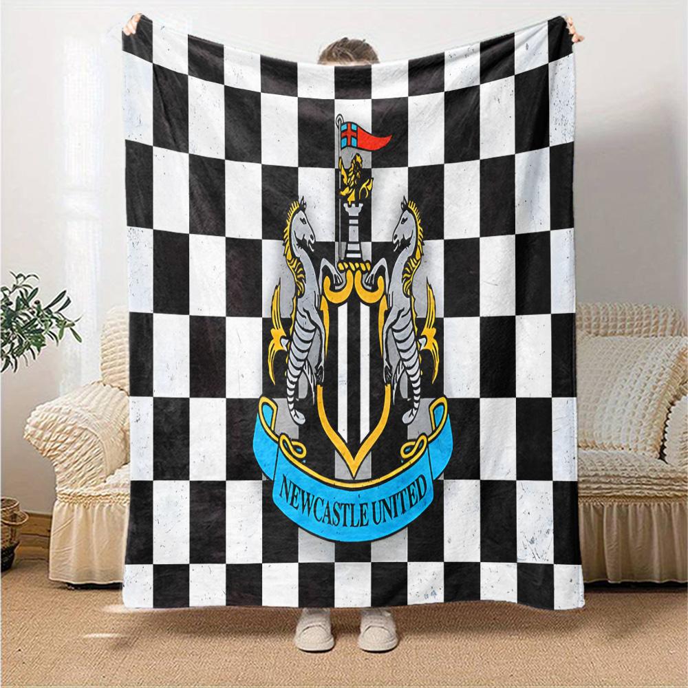 Dynamic Newcastle Football  Flannel Blanket, Soft Polyester, Modern Design, All-Season for Camping, Travel, Gifts for Holidays or Birthdays