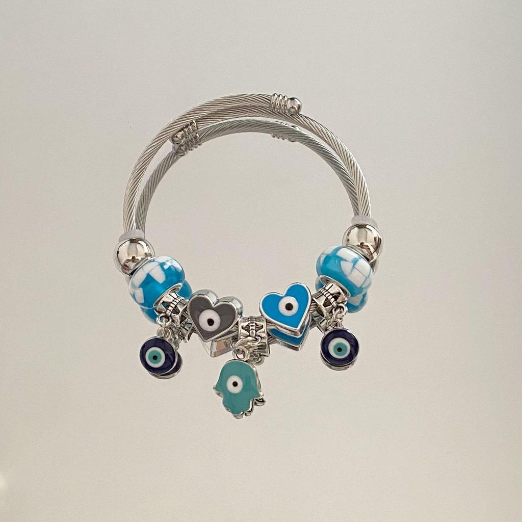 Panjia Dora Women's Stainless Steel Beaded Bracelet - European American Versatile Luxury Jewelry