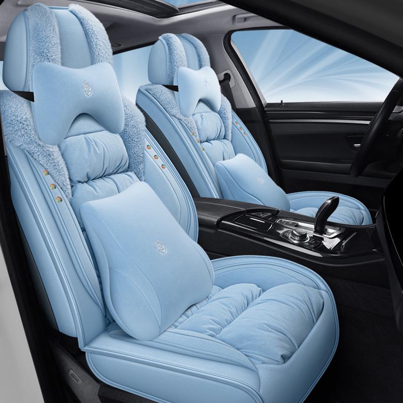 

Плюшевая Зимняя Подушка на Автокресло - Полное Покрытие, Мультяшный Дизайн, Тепло Пухового Хлопка Deluxe Sky Blue