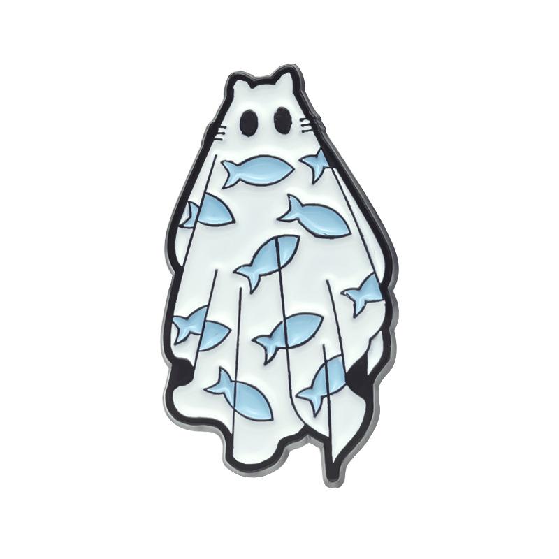 Halloween Ghost Metal Brooch - Creepy Cute Geometric Backpack & Scarf Clip Badge
