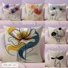 Modern Flower Art Cushion Cover Natural Linen Pillow Case DoubleSided Print Decorative Sofa Pillowcase Home Decor Gift