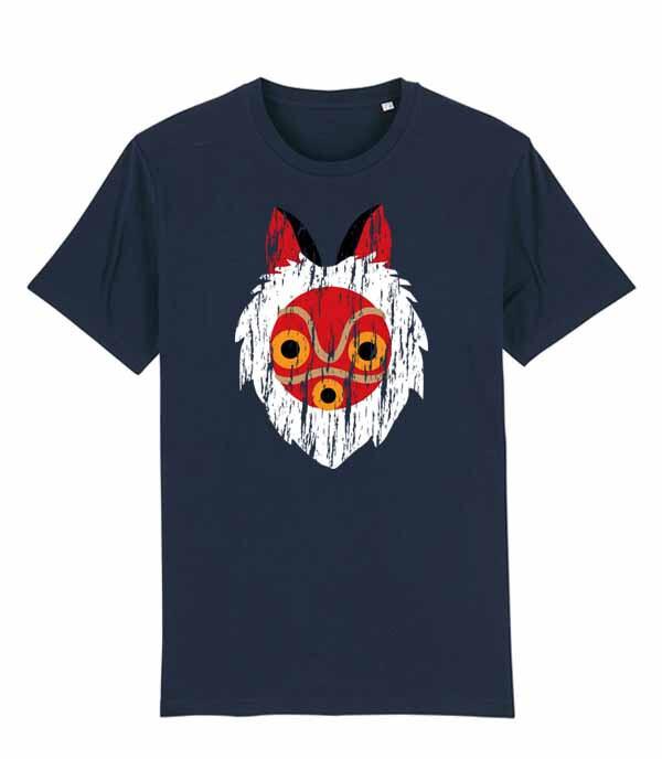 Unisexs Fit TShirt Princess Mononoke Distressed Wolf Mask M