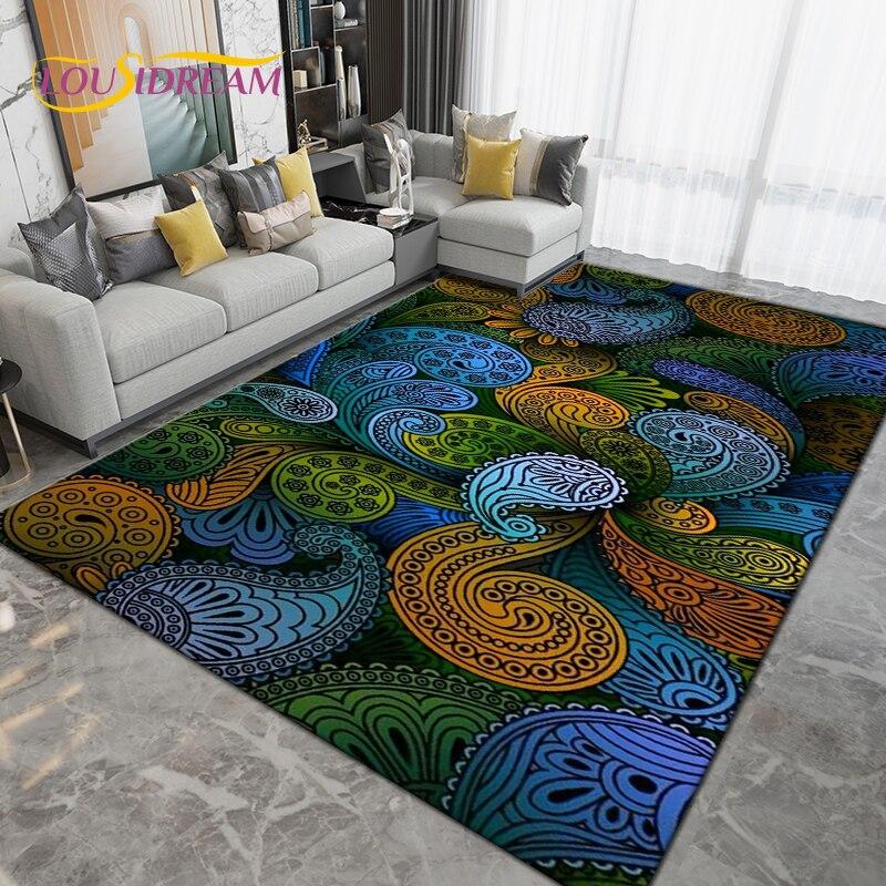 Alfombra grande con Mandala bohemio, alfombras para sala de estar, dormitorio, sofá, felpudo de entrada para cocina y baño, alfombrillas antideslizantes