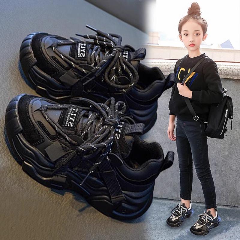 Girls shoes 2025 spring and autumn new soft-soled versatile dad shoes little girls soft-soled single shoes medium and older children's sports shoes