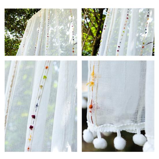 Stylová okenní záclona Plyšová koule Domácí dekorace Osvěžující stínidlo Jednobarevné Okno Průsvitné Potřeby pro domácnost