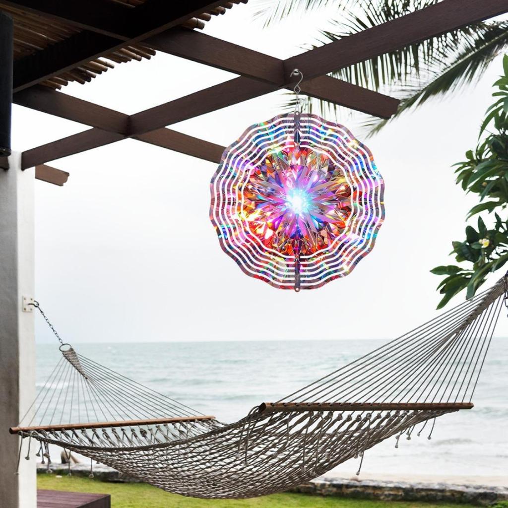 3D Quadrilateral Metal Wind Spinner | Multi-Color Reflective Design | No Battery Needed | Perfect for Mother's Dayment