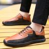 Genuine leather men's casual breathable mesh shoes Casual lace-up Hollow out shoes comfortable outdoor stroll Hot selling