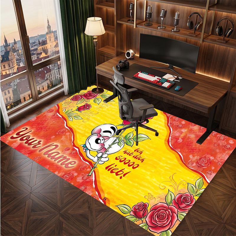 Diddl Personalized Crystal Velvet Carpet, Customized Name Text Soft Anti‑Slip Rug for Living Room Bedroom
