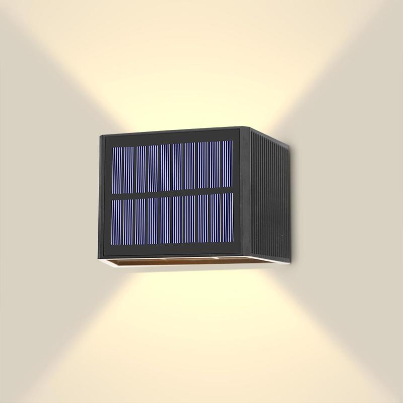 

Солнечный настенный светильник, теплый свет, водонепроницаемый, работающий от солнечной энергии, светящийся вверх и вниз, освещение для балкона, двора, сада, украшения