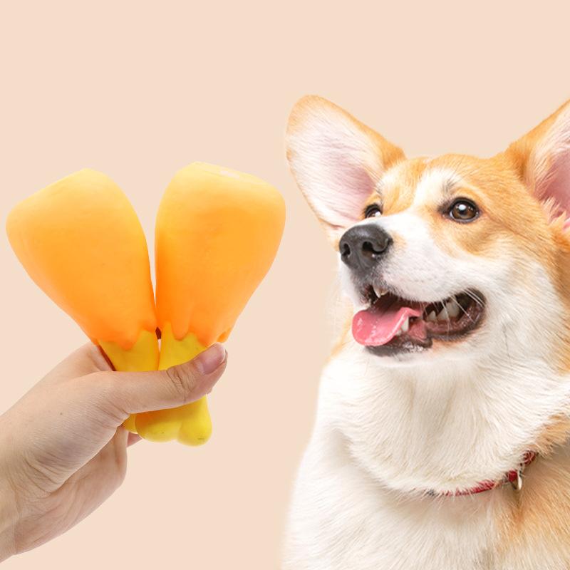 Giocattoli per cani, Coscia di pollo in gomma con suono, Giocattoli sonori di simulazione, Giocattoli per la pulizia e la macinazione dei denti