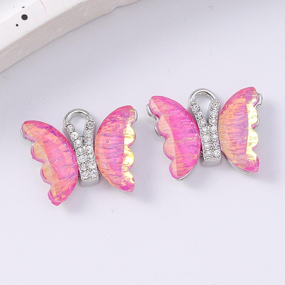 5pcs Shinning Gemstone Butterfly Pendants Charms for Jewelry Making Earrings Bracelet DIY Necklace Accessories Supplies