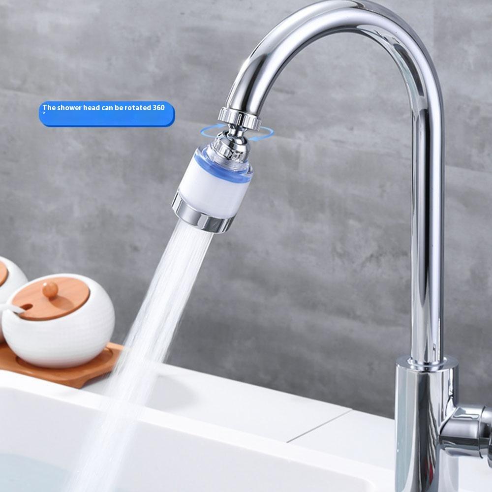 Faucet Filter Splash-Proof Aerator Kitchen Tap Rotating Spout with Universal Connector + Spare Filter Element