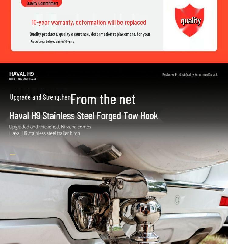 Edelstahl Heck-Anhängerkupplungshaken für Haval H9 2015-2022 - Offroad-Spezial