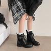 Autumn and Winter Leather Knight Boots Women's Thick-soled Non-slip Medium Heel Round Head Versatile Women's Leather Boots New Cowhide Medium Boots