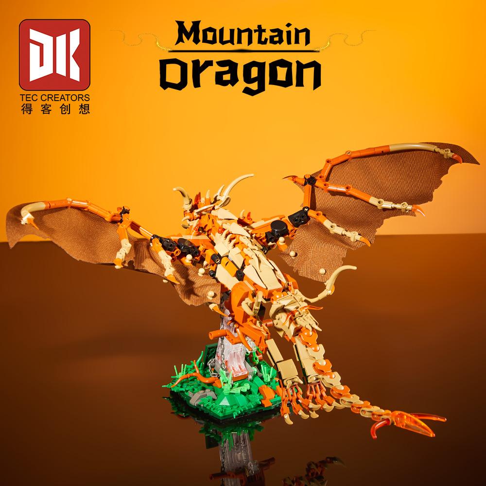 DK7055 Cooler Bergdrache Baustein Figur 3D Modell Zusammengebaute Steine Spielzeug Für Kinder Weihnachtsgeschenk 886 Teile
