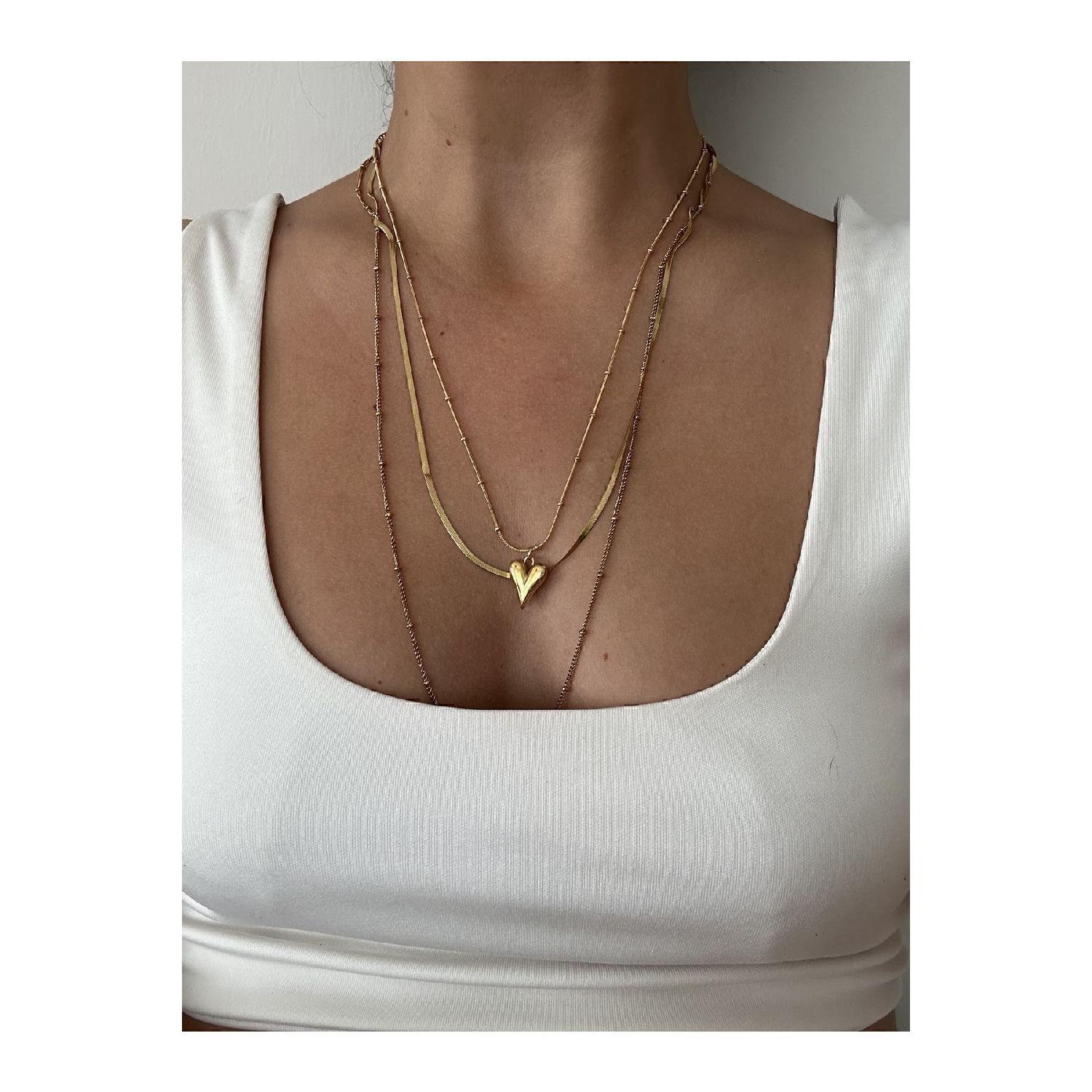 

Heart Necklace With Steel Tarnish Dot Chain 45 золотий