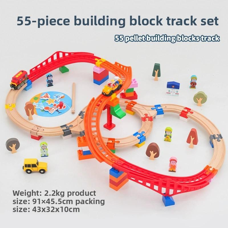 

Children s Assembled Wooden Train Track Large Block Building Toy Compatible with All Brand Wooden Tracks Railway Toys for Kids