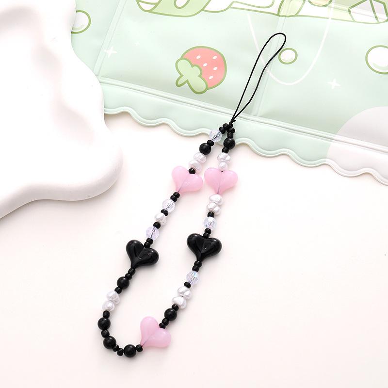 

Colorful Love Phone Chain DIY Handmade Stripe Beaded Short Phone Hanging Strap