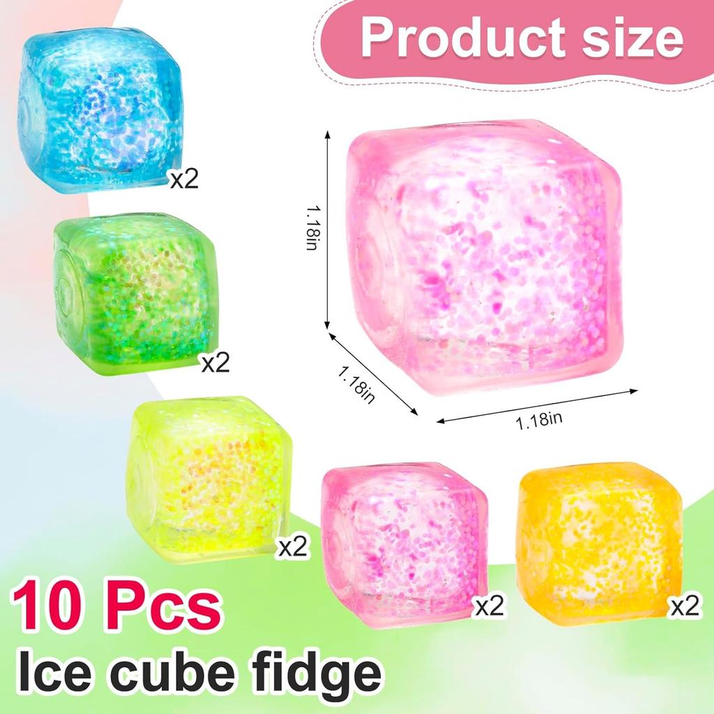 5/10 Pcs Stress Cube Squishy Stress Balls for Anxiety Stress Relief Slow Rising Sparkling Malt Sugar Squeeze Toy for Kids