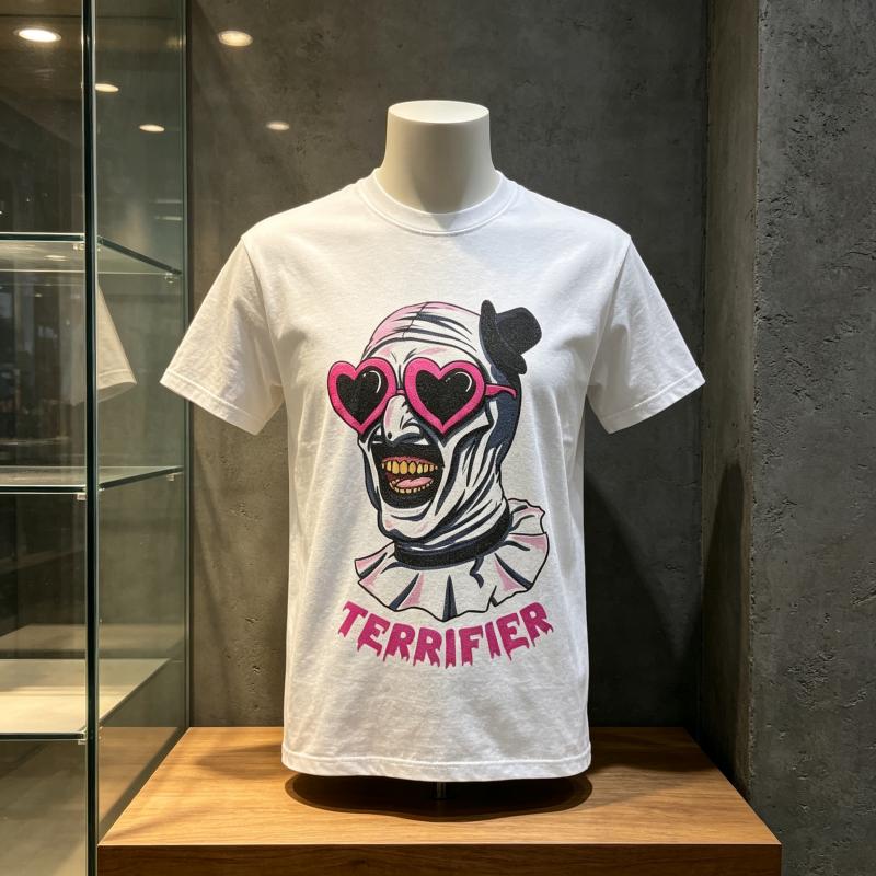 2026 Terrifier Art Clown Heart Glasses T-Shirt Fashion T-Shirt Short Sleeve Round Neck T-Shirt Idea Clothing WoUnisex's Clothing