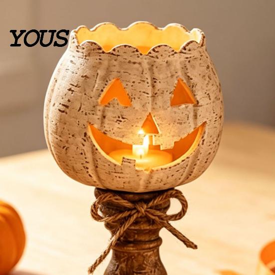 Indoor Fall Mantel Decor Rustic White Pumpkin Tealight Candle Holder Set, Farmhouse Halloween Tea Light Decorative Lanterns for Autumn Holders Decor,