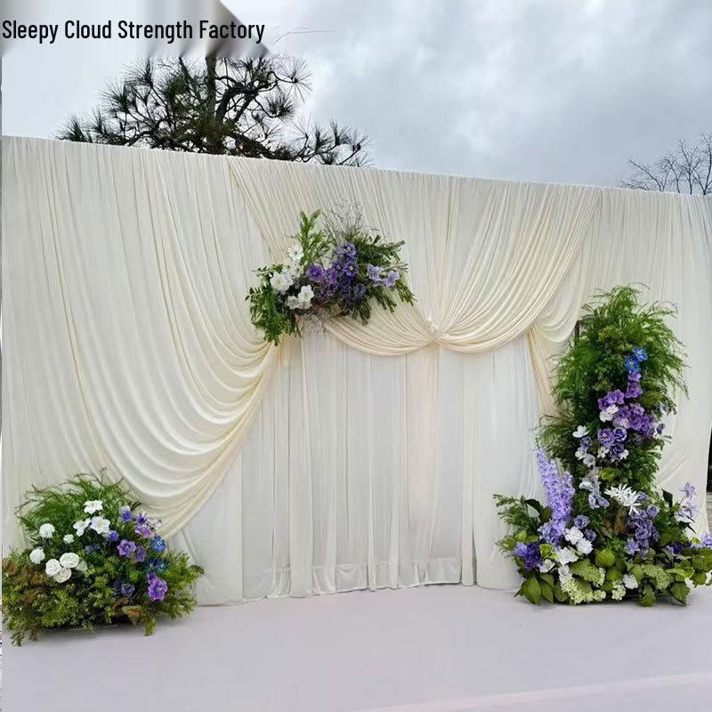 Biała Jedwabna Dekoracja Weselna na Scenę i do Domu - Zasłona