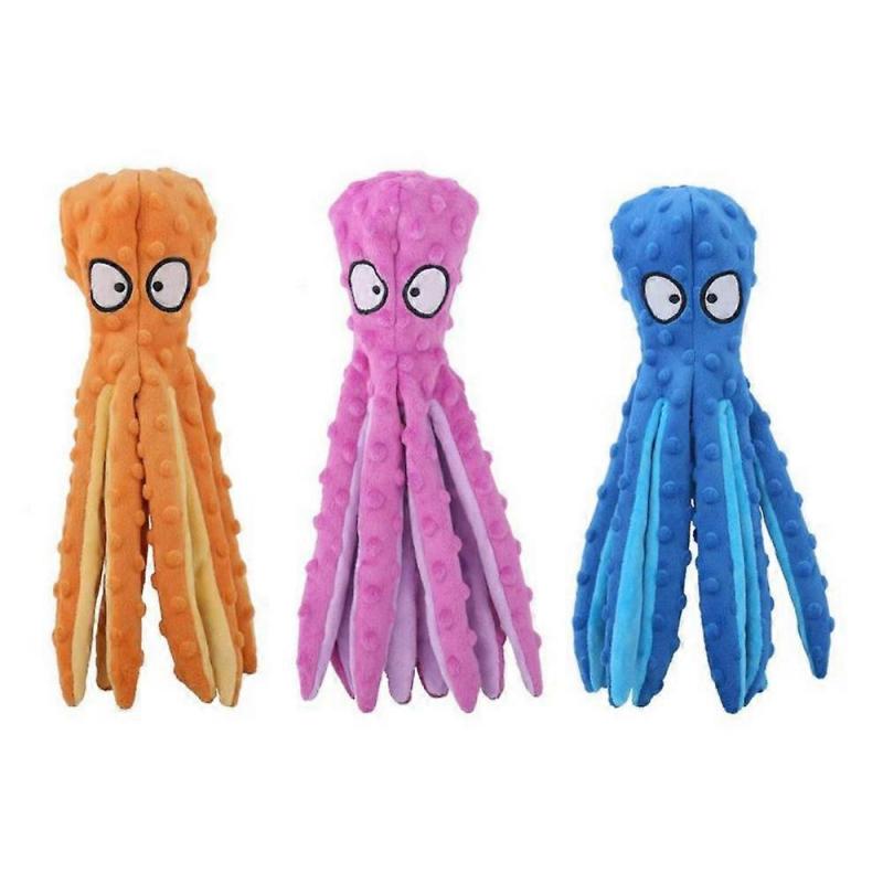 Whiskerspot 3pcs Octopus Dog Toy Set, Eco-Friendly No-Stuffing Plush Squeaky Chew Toys for Small Medium Dogs, Interactive Training (2025 New)
