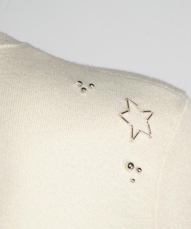 Ronron Starry Beads Short Sleeve Knit Ivory