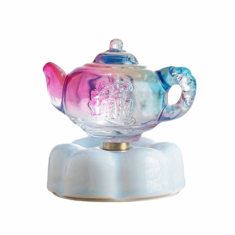Cartoon Spinning Car Ornament Creative Mini Tea Pot Statue Rotating Tea Pot Ornament Table Decor Style 1