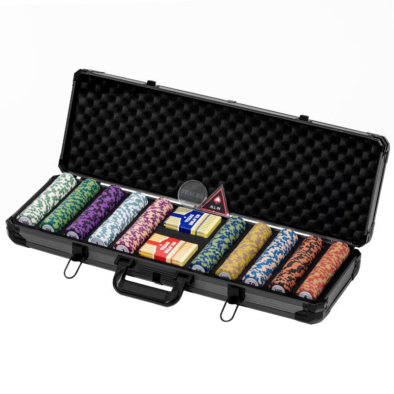 High-End Texas Hold'em Poker Set: Crown Clay Chips, Mahjong Cards, Aluminum Case, Poker Table Cloth