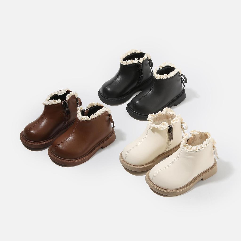 Autumn/Winter Infant & Girls' Leather and Cotton Boots, Korean Style