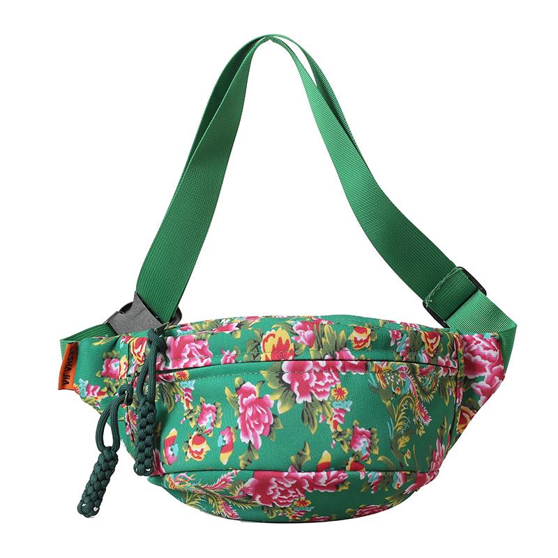 Designer Bloemen Heuptas Nylon Vrouw Crossbody Borsttas Buiten Sport Riemtas Telefoon Portemonnee Dames Fanny Pack blue