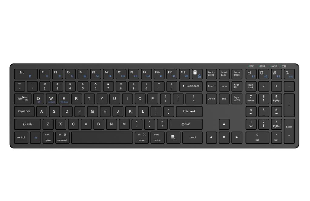 New Triadyn Proteus Wireless Keyboard Bluetooth 2.4GHz 4-Device Slim Office Rechargeable Black