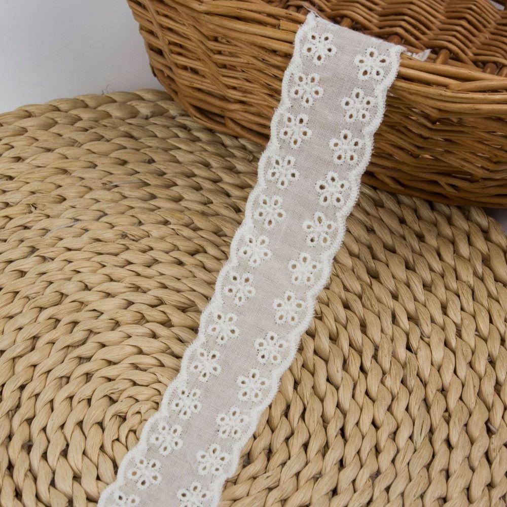 15 Yards Pure Cotton Sewing Trim Hollowed Out Flowers White Lace Trim Multi-size Decor Ribbon Lace Trim Ribbon Latin Dress