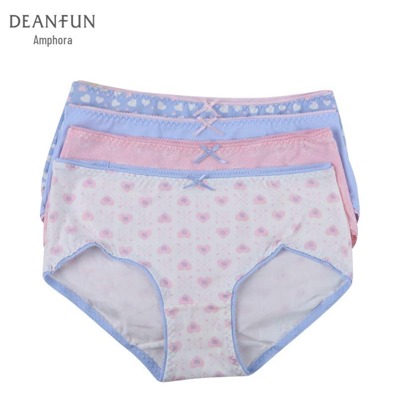 Deanfun Women's Printed Mid-Waist Cotton Briefs 4-Pack