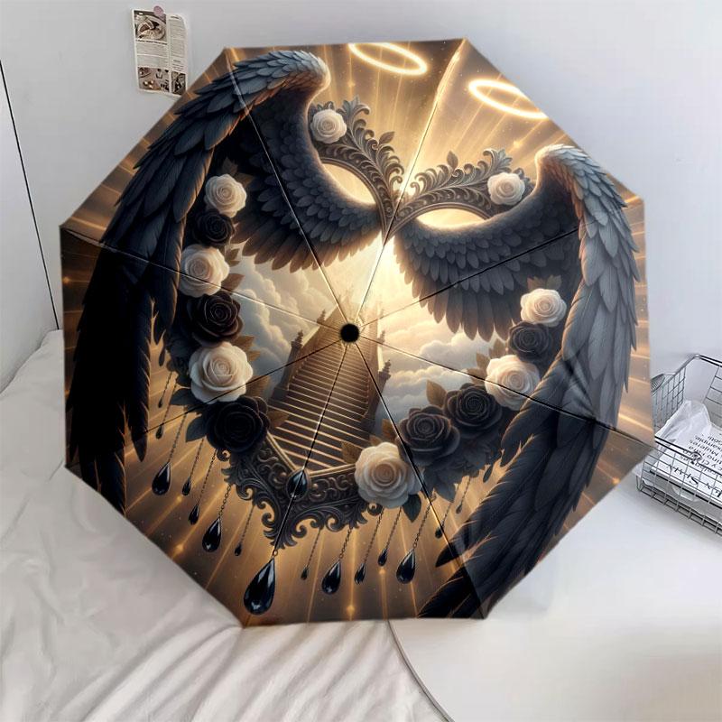 

Love Paradise Pattern Pattern New Style Umbrella, 1 Piece Automatic Folding Umbrella, Portable Travel Umbrella, Outdoor Umbrella, Birthday Gift