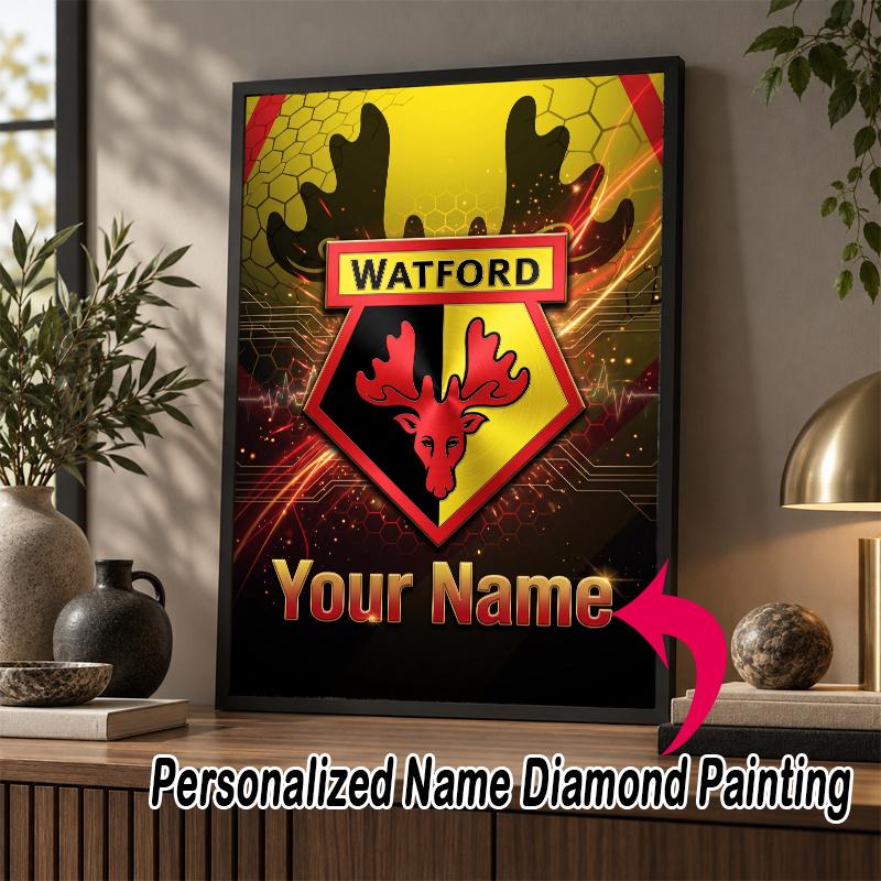 Custom Name Watford FC 5D Diamond Painting Personalized Full Drill Diamond Art Kit Gift