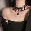 Gothic Punk Sexy Lace Black  Pendent Necklace For Women Teens Girls Rivet Flower Collar Necklace Rock Jewelry Gifts Party