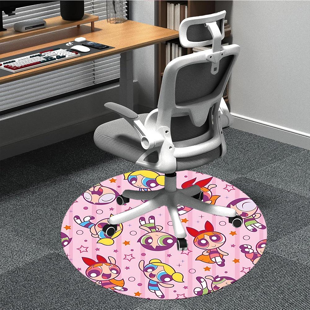 1pc Powerpuff Girls Office Round Area Rug, Under Office Chairs Bedroom Living Room Home Decor  a1022217