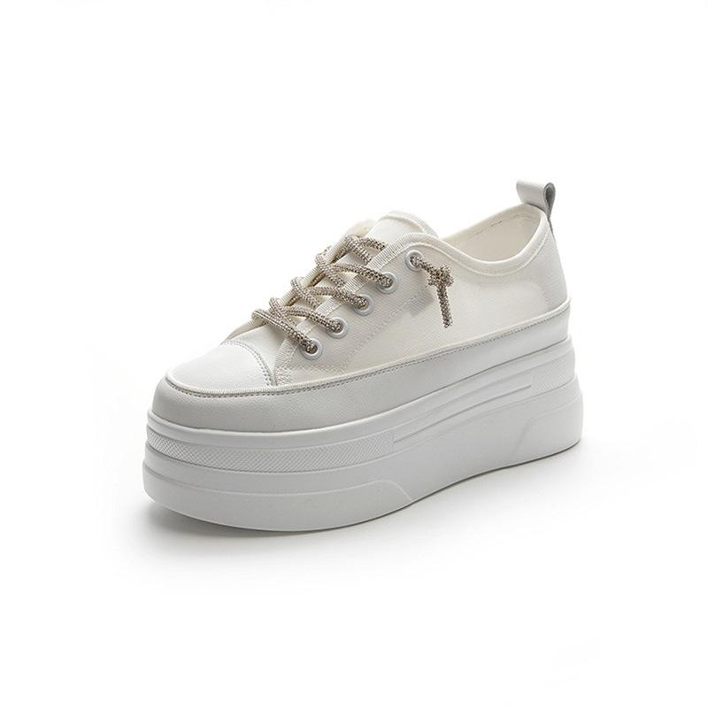 Thick-soled Little White Shoes Women's Tide Summer Versatile Ice Silk Mesh Casual Board Shoes Muffin Inner Height-increasing Women's Shoes