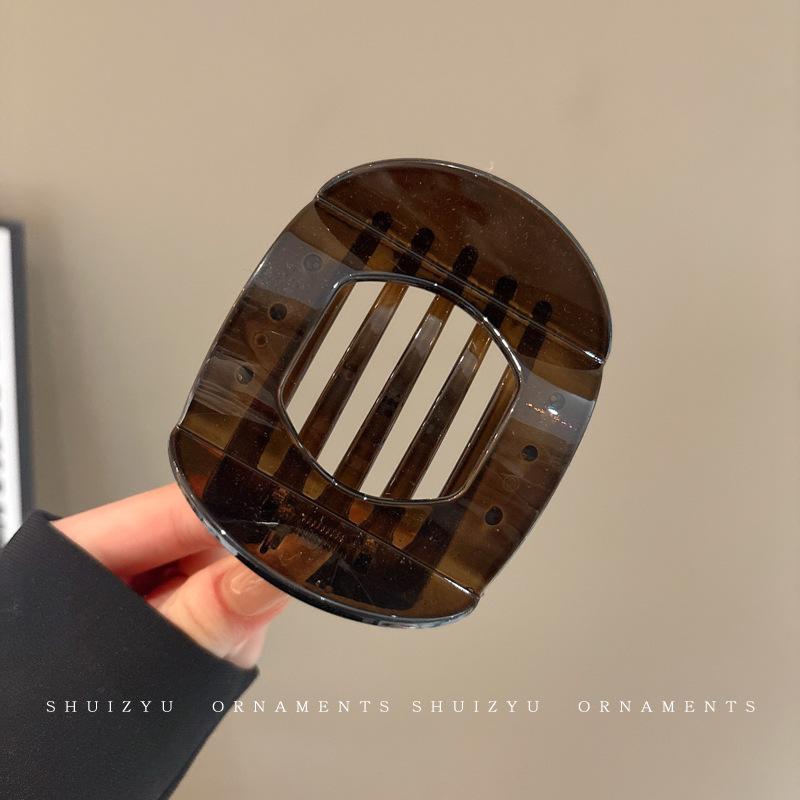 Bequeme Abalone Krallenklemme für Frauen - Vollständig zurückliegender runder flacher Hochsteckfrisur & gebogener Pferdeschwanz Haarschmuck