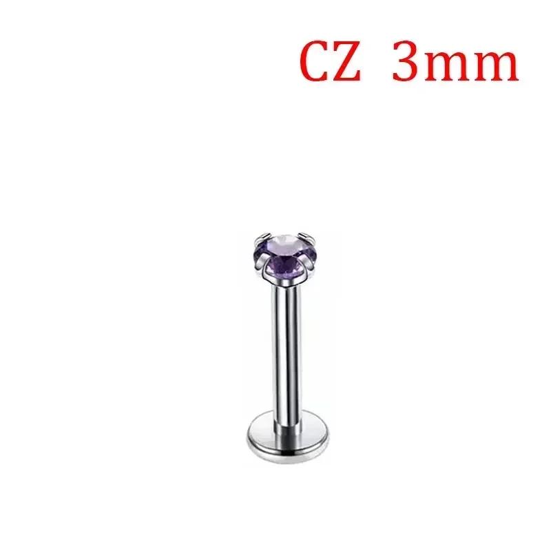 1 Stück G23 Titan Piercing CZ Stein Innen Gewinde Labret Monroe Lippenring Tragus Nagel Helix Ohrstecker 16G 18G Körperschmuck