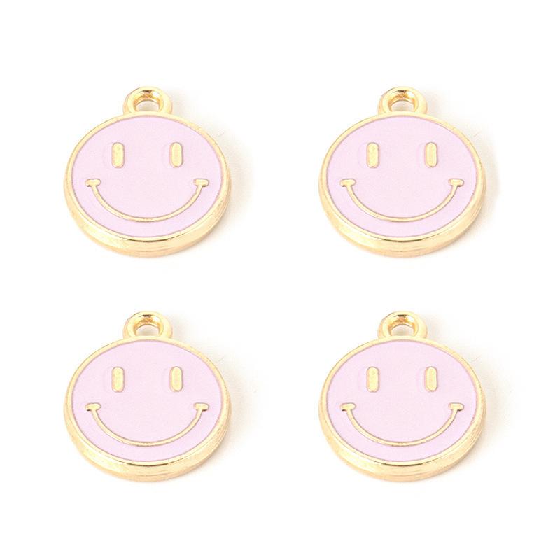 Round Alloy Oil Drip Mini Pendant Vibrant Smiley Face Charm Handcraft Ornament Fashion Bracelet Necklace Earring Making Raw