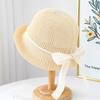 Hat Lace Ribbon Bow Knitted Hat Women's Summer Seaside Vacation Breathable Sun Hat Sunscreen Knitted Hat