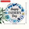 2d Flat 20*20, Charming Blue Tool Pattern "Happy Father'S Day" Round Wooden Sign, Suitable for Home, Office, Cafe, Kitchen Decoration, Bar Decoration.