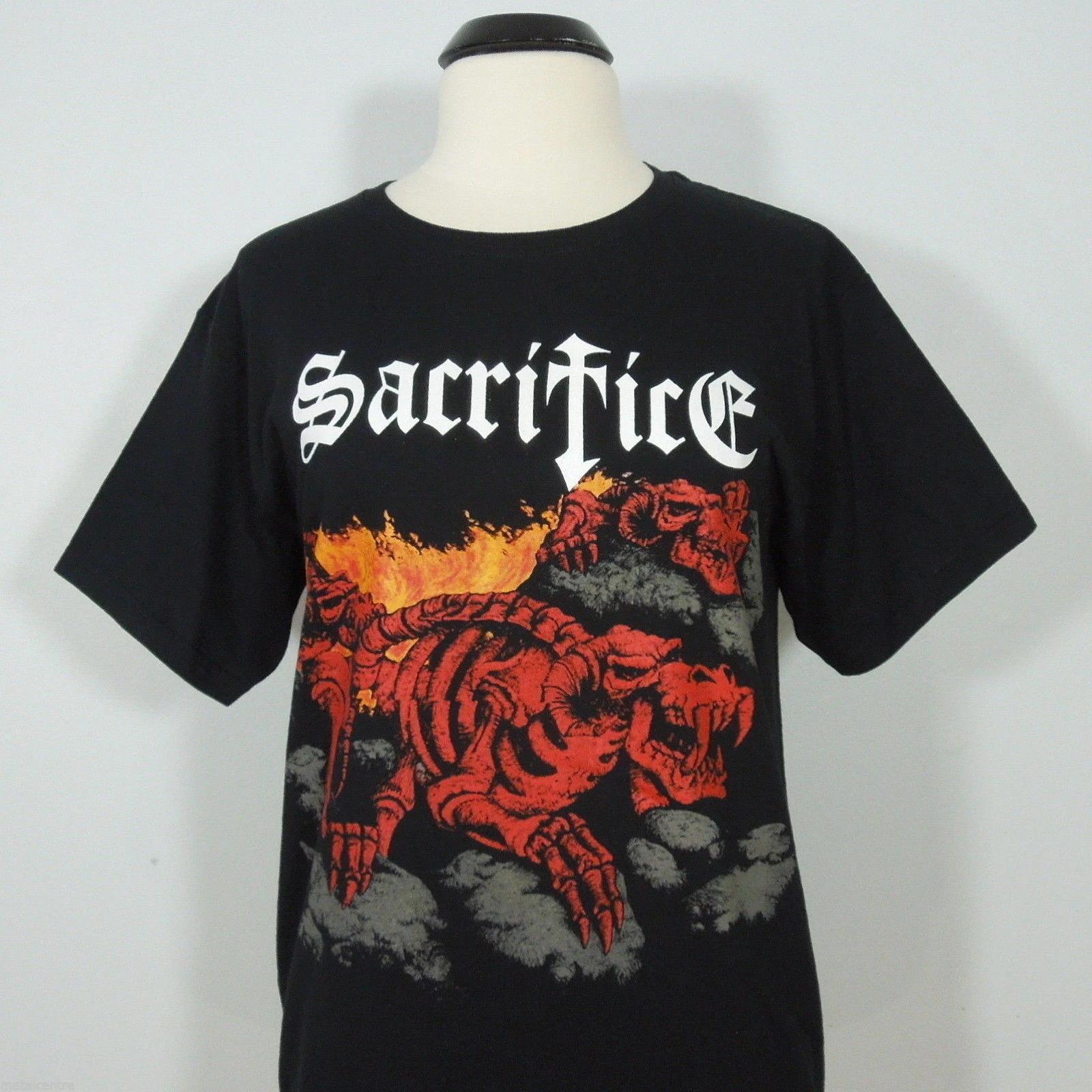 SACRIFICE Torment in Fire size YOUTH Juniors T-Shirt Black Band Logo XL