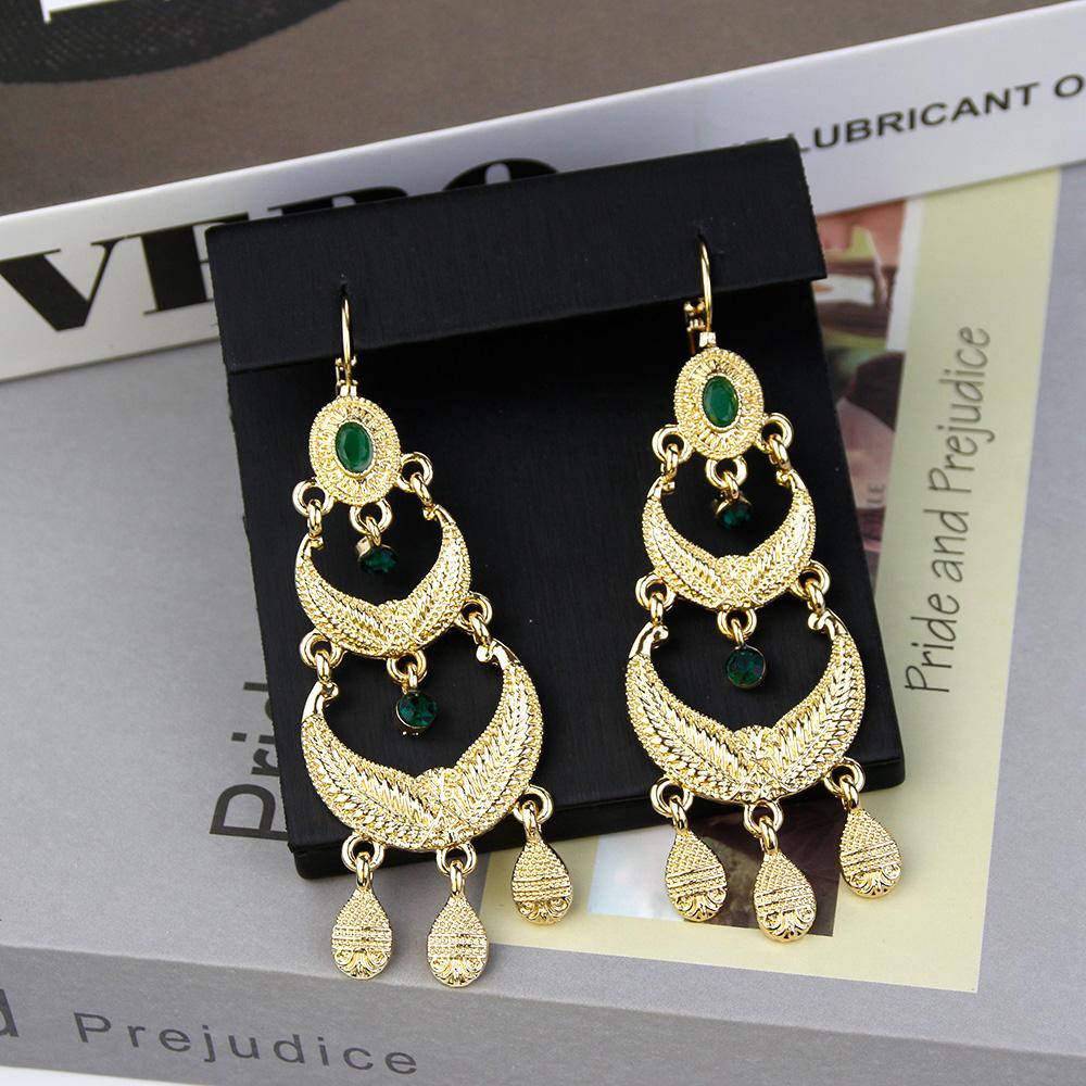 

Шикарные длинные серьги золотого цвета для женщин, серьги с кисточками и рельефным узором, Ближневосточные этнические украшения