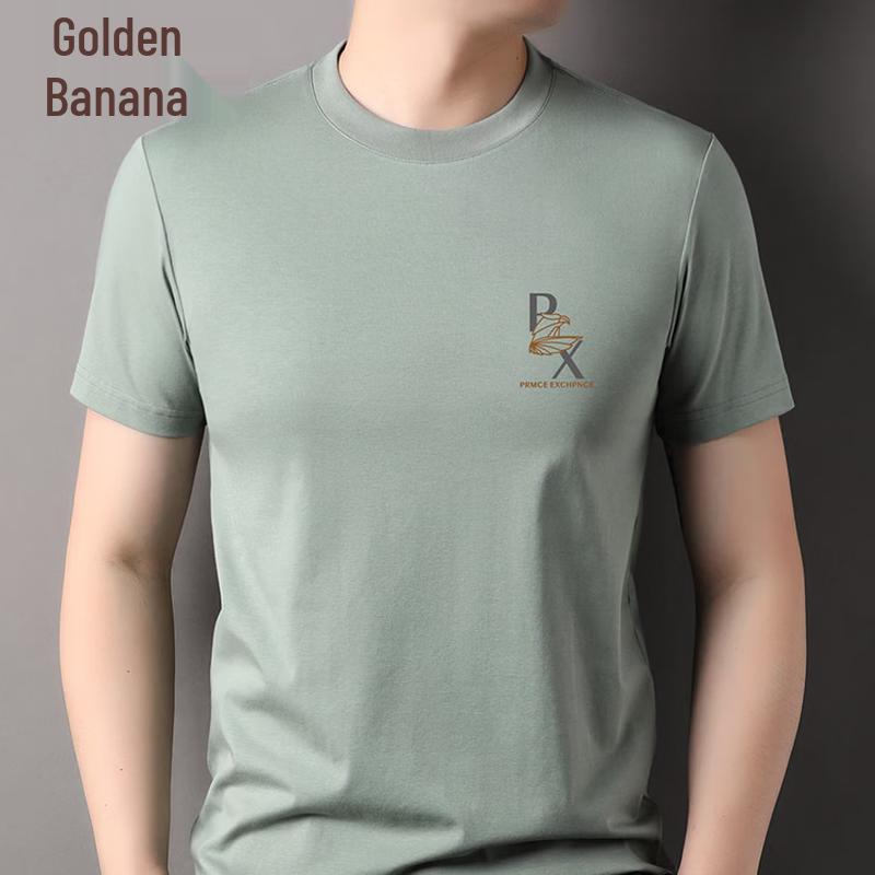 JinJu 2026 Summer Men s Cotton Blend Crew Neck T-Shirt with Simple Print M