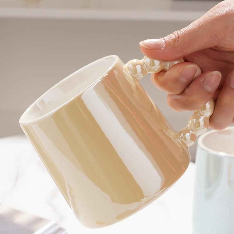 Creative Pearl Handle Milk Mugs Ceramic Coffee Mug Tea Cup Water Cup Birthday Gifts Drinkware Couple Gift
